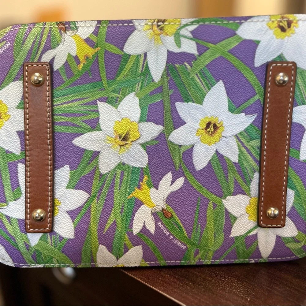 Dooney & Bourke Purple and Brown Shoulder Bag with Floral Design - Picture 4 of 6